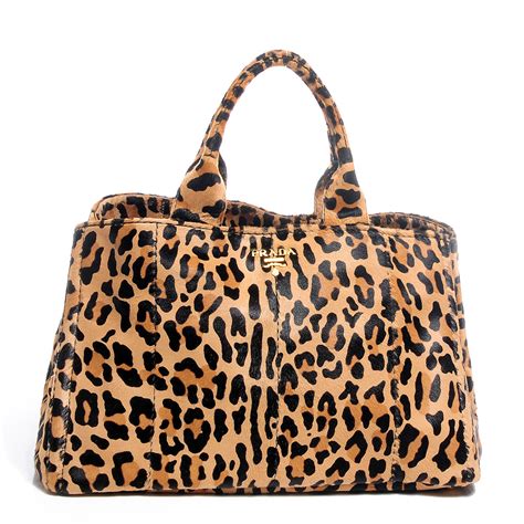 prada leopard print calf hair tote bag|PRADA Cavallino Leopard Print Twin Pocket Tote Miele.